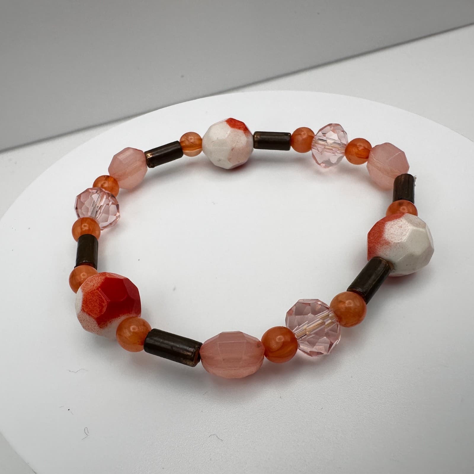 Vintage 90s Beaded Stretch Bracelets Set Glass Acrylic Women's Jewelry - Thumbnail 7