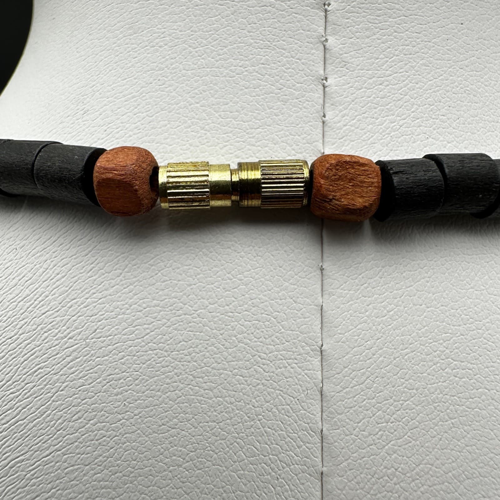 Vintage 90s Multi-Shape Black Wood Bead Necklace Women's Jewelry - Thumbnail 10