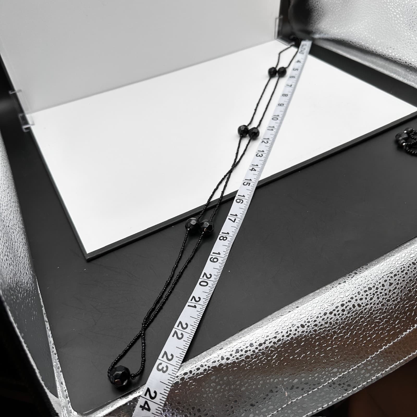 Vintage 90s Black Beaded Double Strand Necklace Set Chunky Boho Women's Jewelry - Thumbnail 14