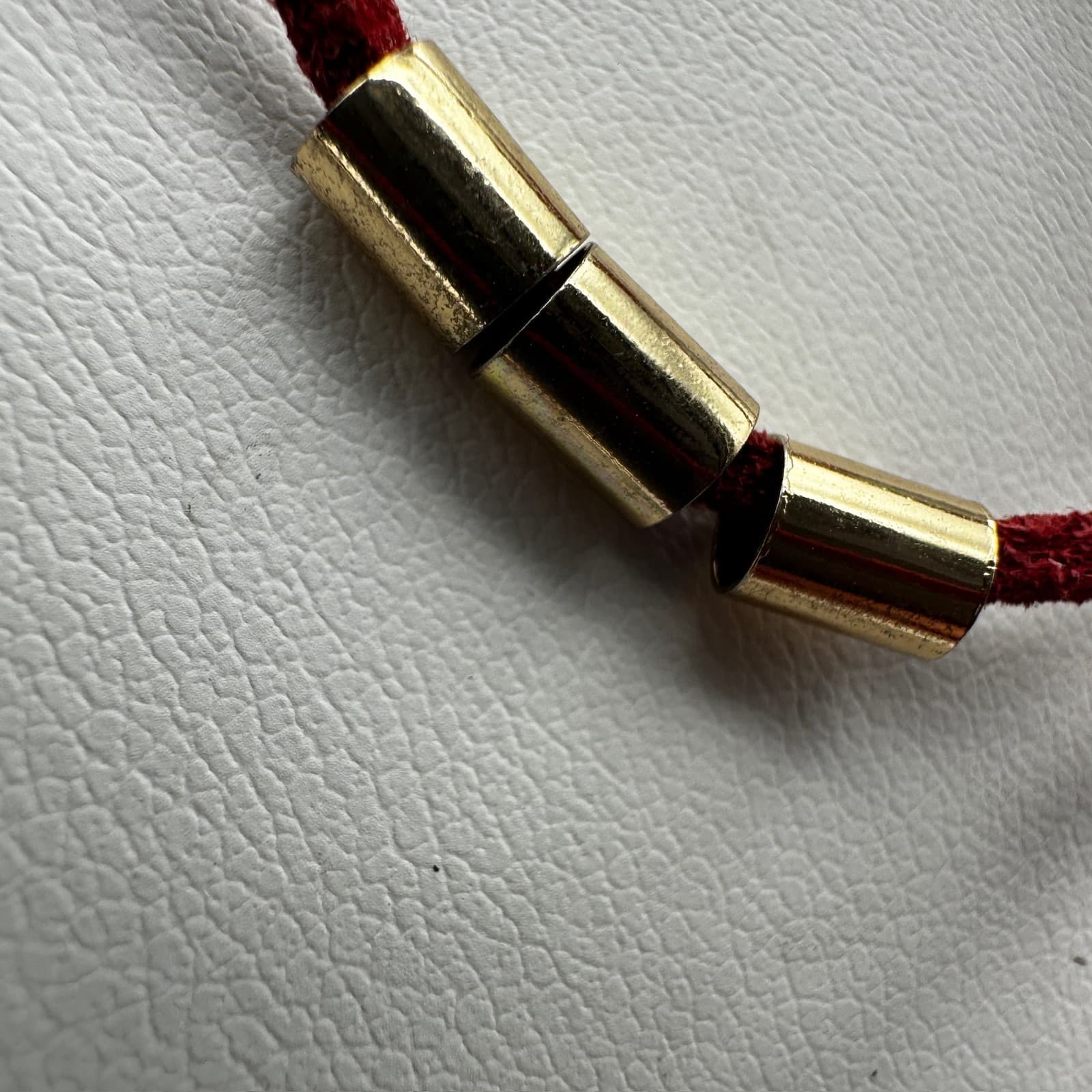 Vintage etc! 90s Red Suede Tube Bead Layered Necklace Gold Tone Women's Jewelry - Thumbnail 7