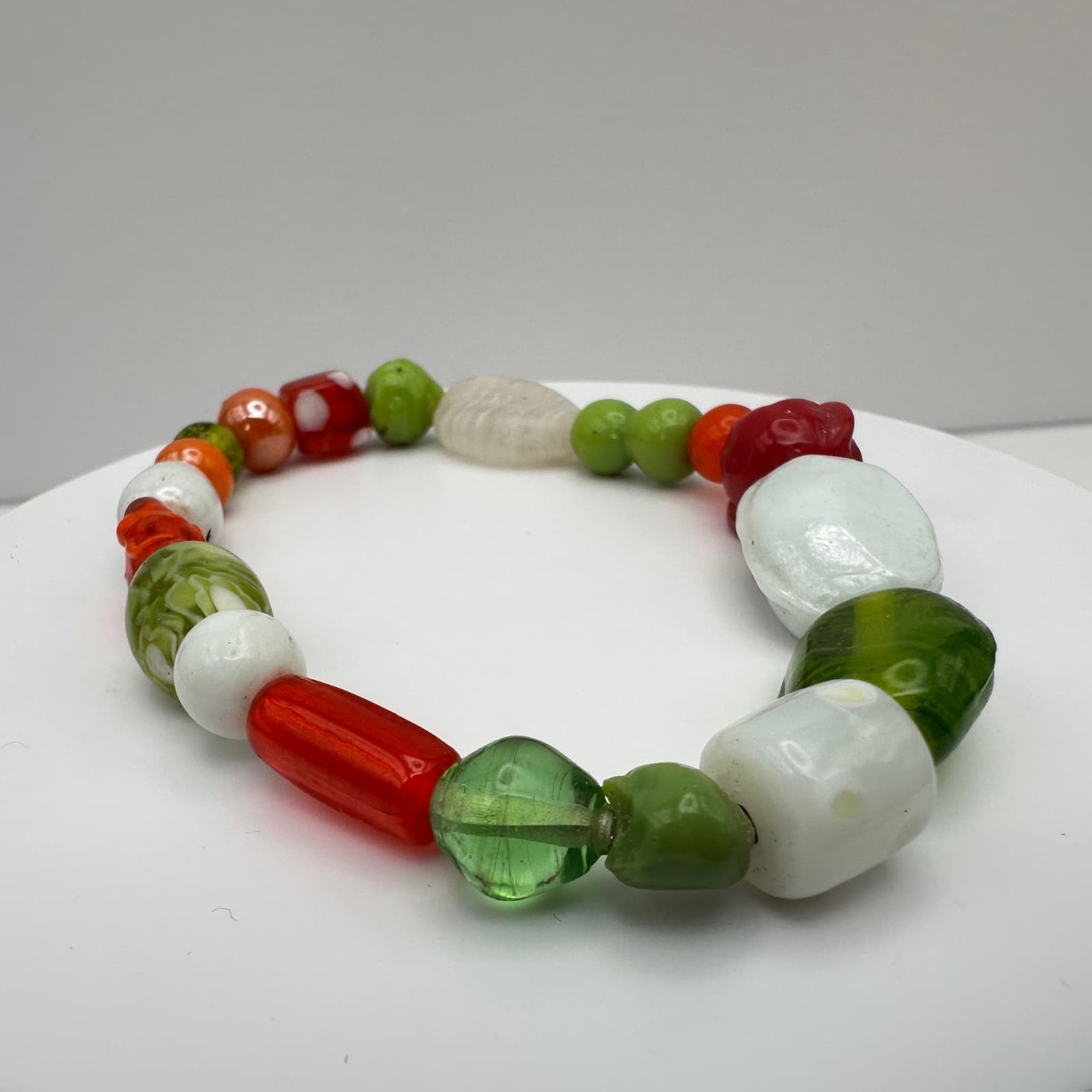 Vintage 90s Beaded Stretch Bracelets Set Glass Acrylic Women's Jewelry - Thumbnail 11