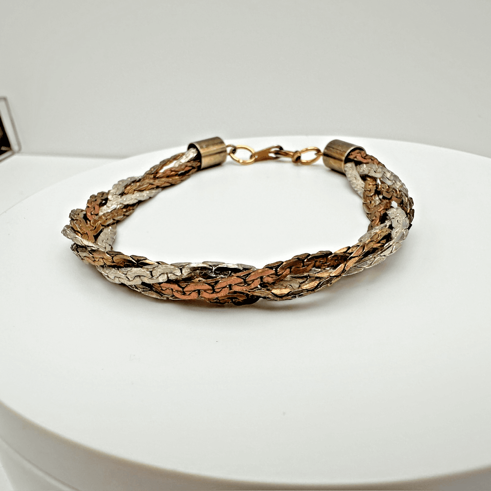 Vintage 90s Multi Strand Braided Chain Bracelet Mixed Tone Women's Jewelry - Image 1