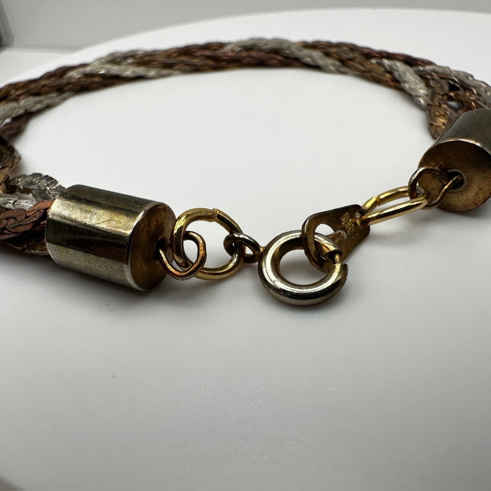 Vintage 90s Multi Strand Braided Chain Bracelet Mixed Tone Women's Jewelry - Thumbnail 6