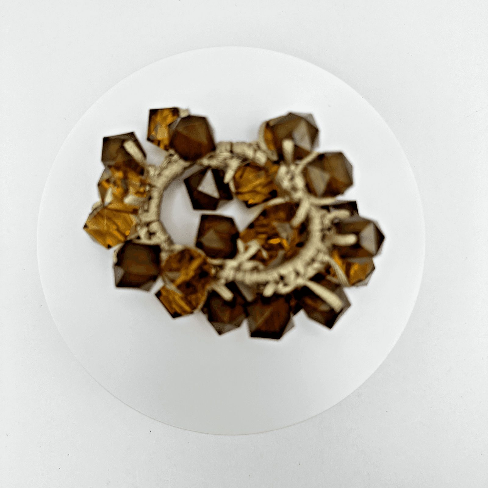 Vintage 90s Chunky Brown Geometric Bead Bracelet Amber Tone Women's Jewelry - Image 1