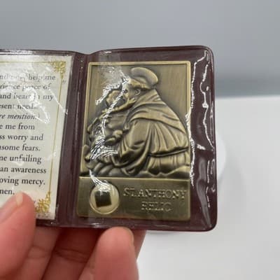 Vintage St. Anthony of Padua Relic Prayer Card Pocket Shrine Catholic Devotional - Thumbnail 5