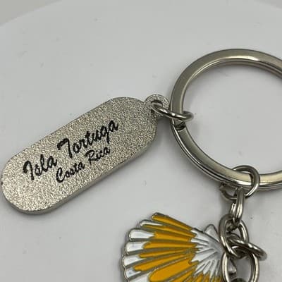 Vintage Ida Toruga Costa Rica Enamel Shell Charm Keychain Beach Coastal Style - Thumbnail 2