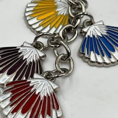 Vintage Ida Toruga Costa Rica Enamel Shell Charm Keychain Beach Coastal Style - Thumbnail 3