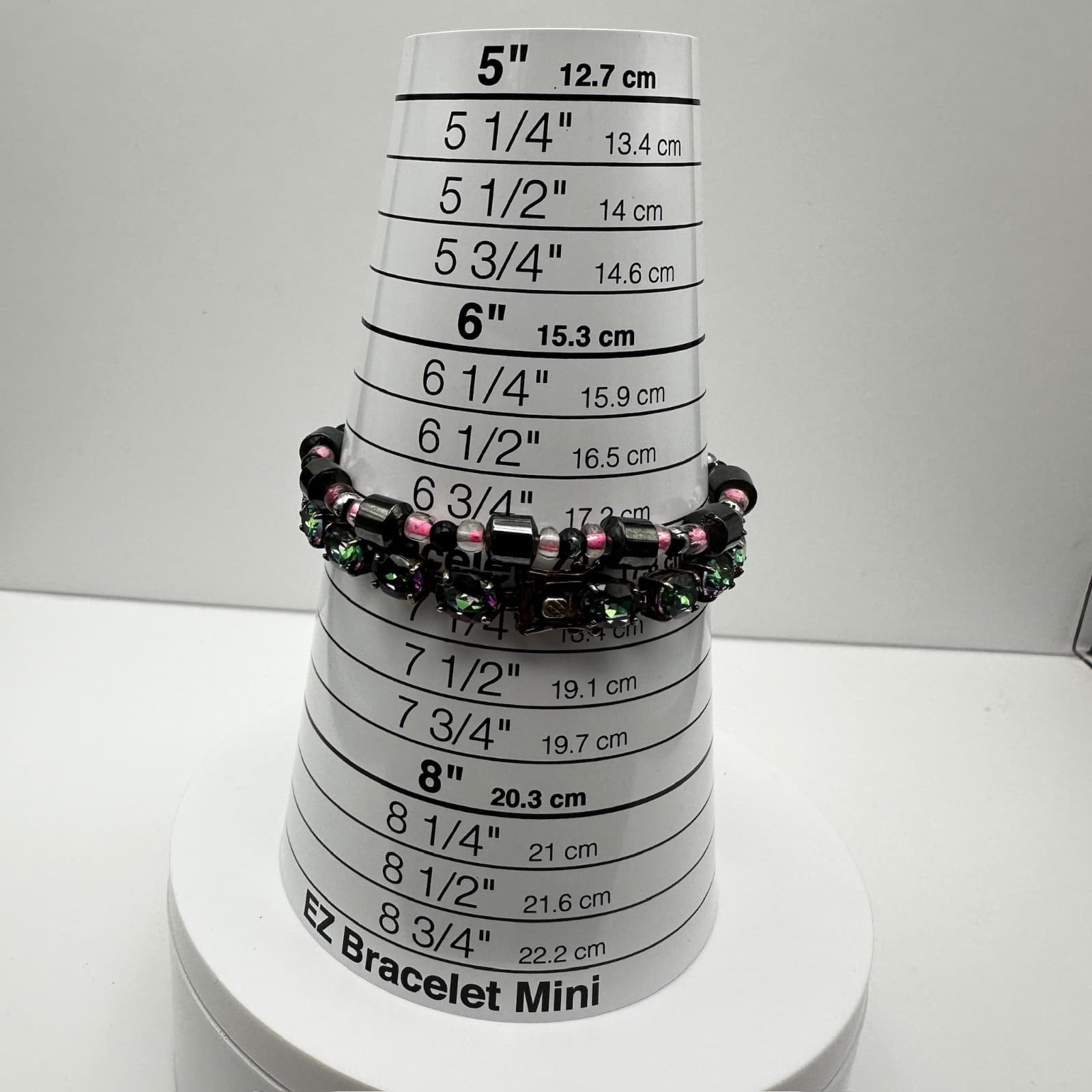 Vintage 90s Black & Pink Hematite Magnetic Necklace & Wrap Bracelet Set - Thumbnail 10