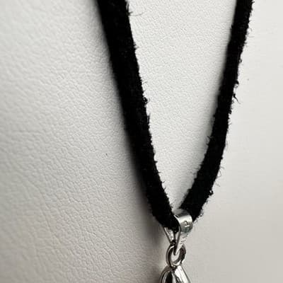 Vintage 90s Purple Stone Teardrop Pendant Necklace Silver Tone Women's Jewelry - Thumbnail 7