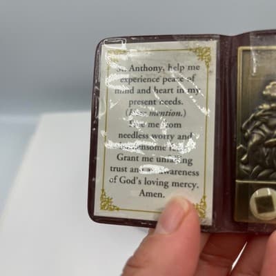 Vintage St. Anthony of Padua Relic Prayer Card Pocket Shrine Catholic Devotional - Thumbnail 4