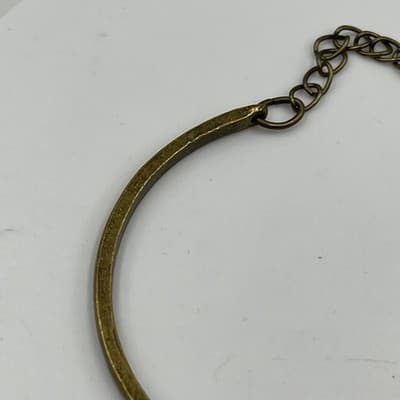 Vintage Bronze Tone Bracelet Amber Rhinestone Circle Link Adjustable Classic - Thumbnail 4