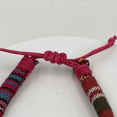 Adjustable Woven Textile Friendship Bracelet Multicolor Boho Cord Bracelet - Thumbnail 5