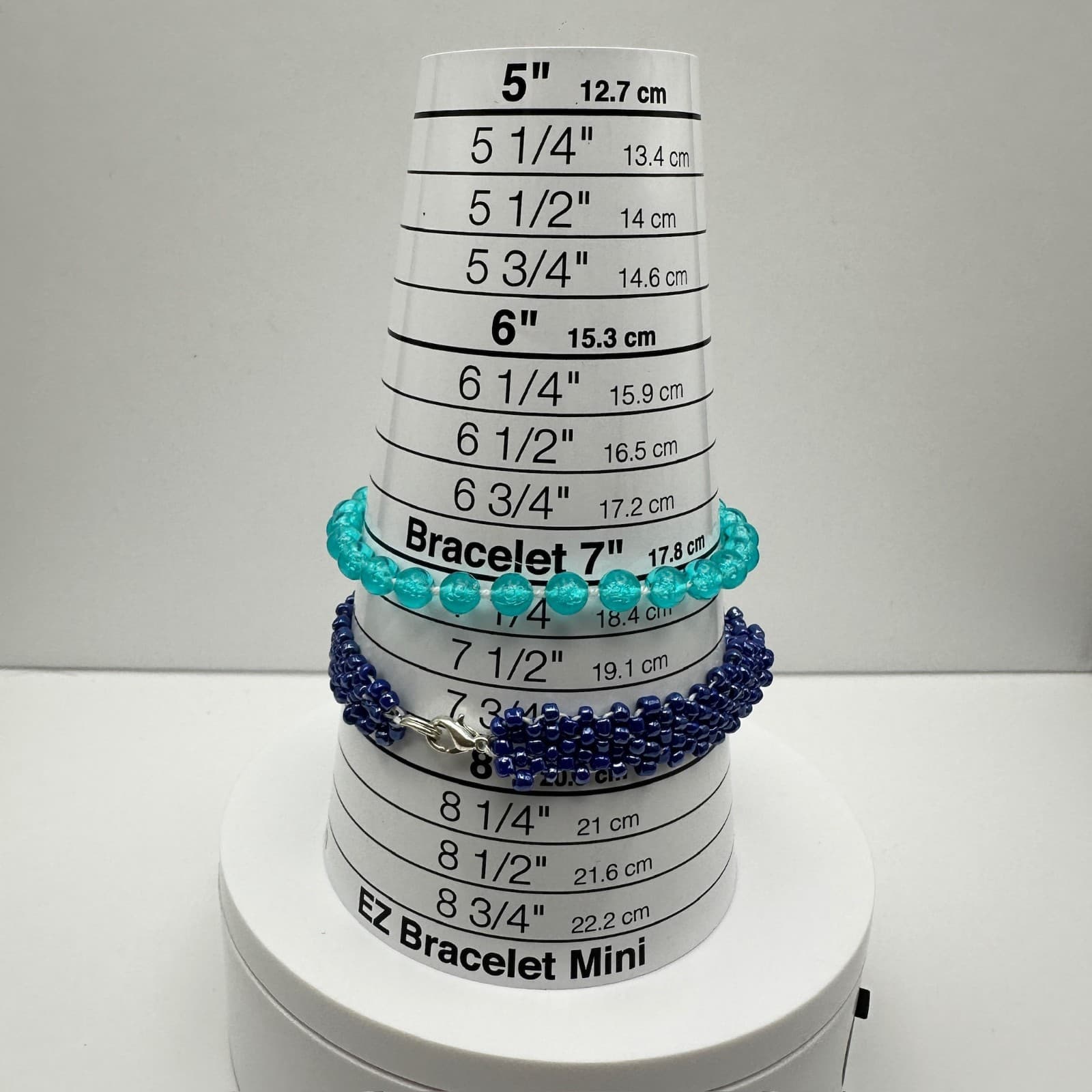 Vintage 90s Multi-Strand Navy & Aqua Blue Faceted Glass Bead Bracelet Jewelry - Thumbnail 12