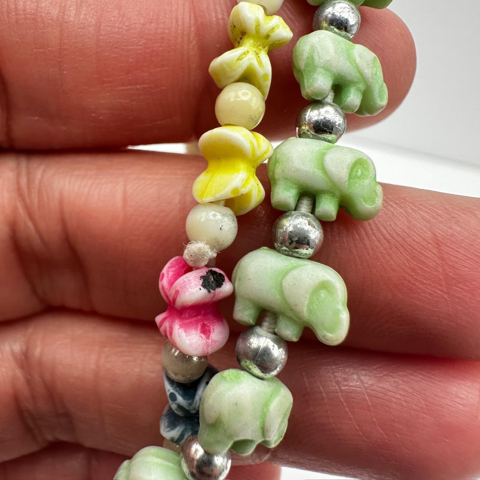 Vintage 90s Multi-Color Flower Bead Necklace & Silver Accent Charm Set Jewelry - Thumbnail 13