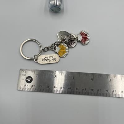 Vintage Ida Toruga Costa Rica Enamel Shell Charm Keychain Beach Coastal Style - Thumbnail 6