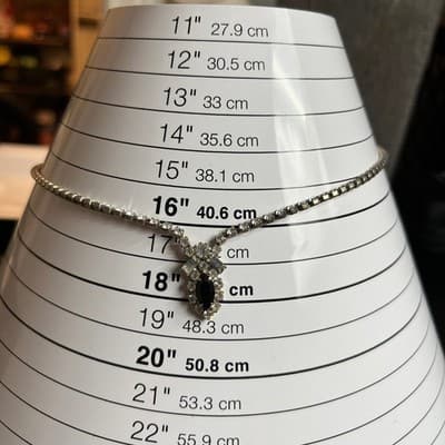 VTG Black & Clear Rhinestone Jewelry Set Necklace Bracelet Earrings Silver Tone - Thumbnail 8