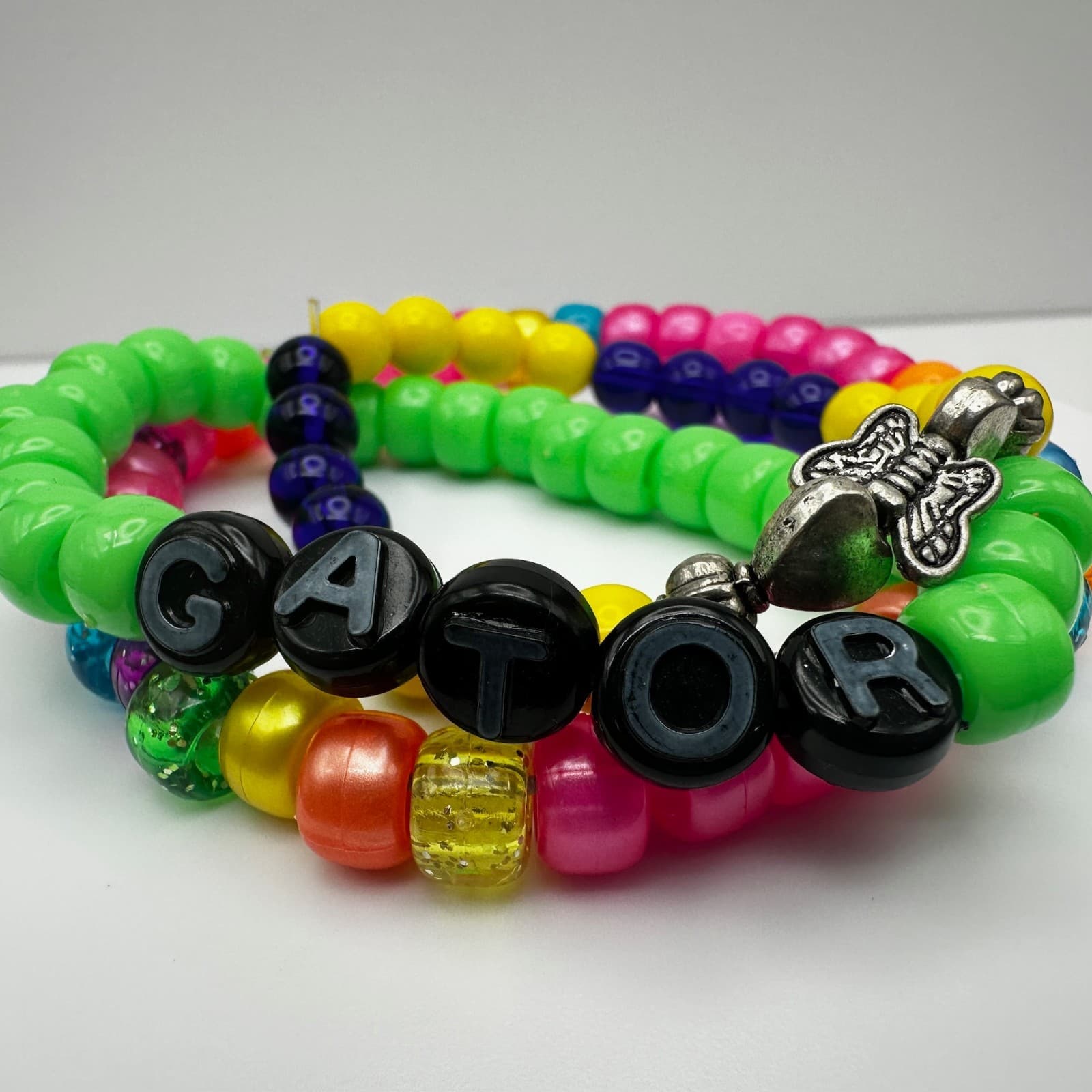 Vintage 90s Neon & Pastel Pony Bead Custom Stretchy Friendship Bracelets Jewelry - Thumbnail 8