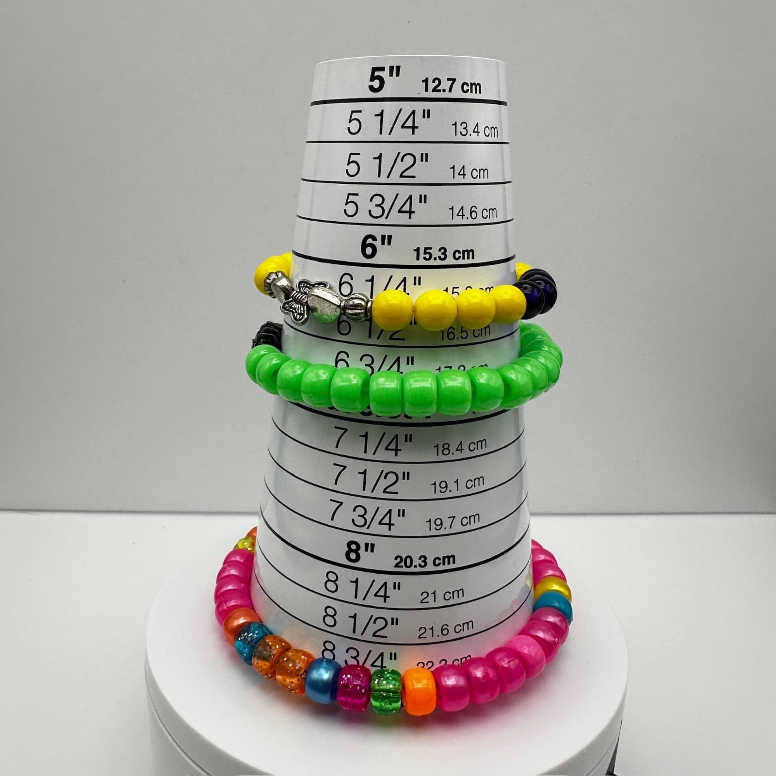 Vintage 90s Neon & Pastel Pony Bead Custom Stretchy Friendship Bracelets Jewelry - Thumbnail 16