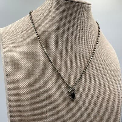 VTG Black & Clear Rhinestone Jewelry Set Necklace Bracelet Earrings Silver Tone - Thumbnail 5