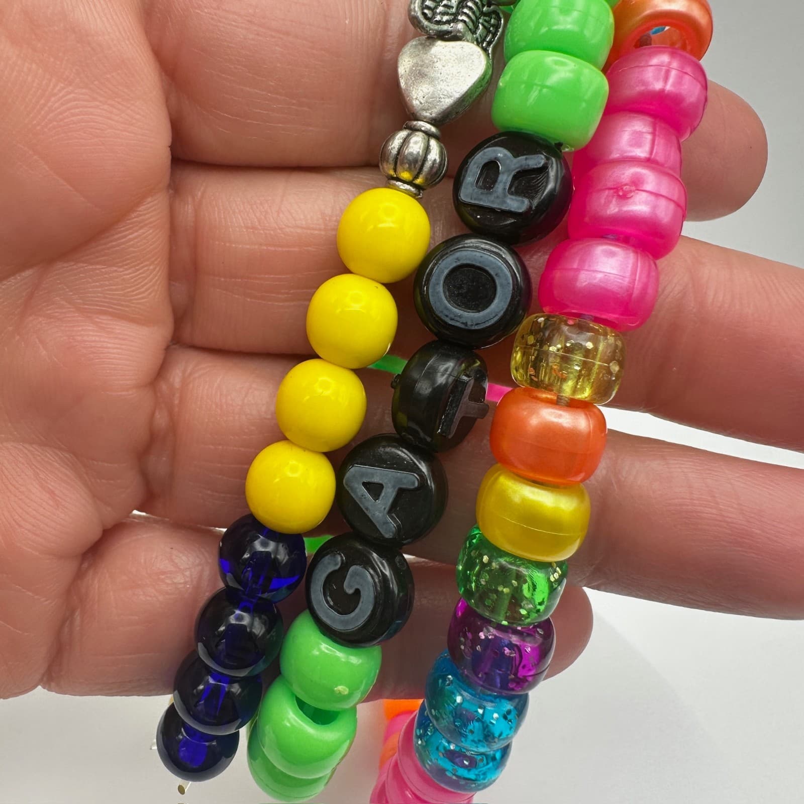 Vintage 90s Neon & Pastel Pony Bead Custom Stretchy Friendship Bracelets Jewelry - Thumbnail 15