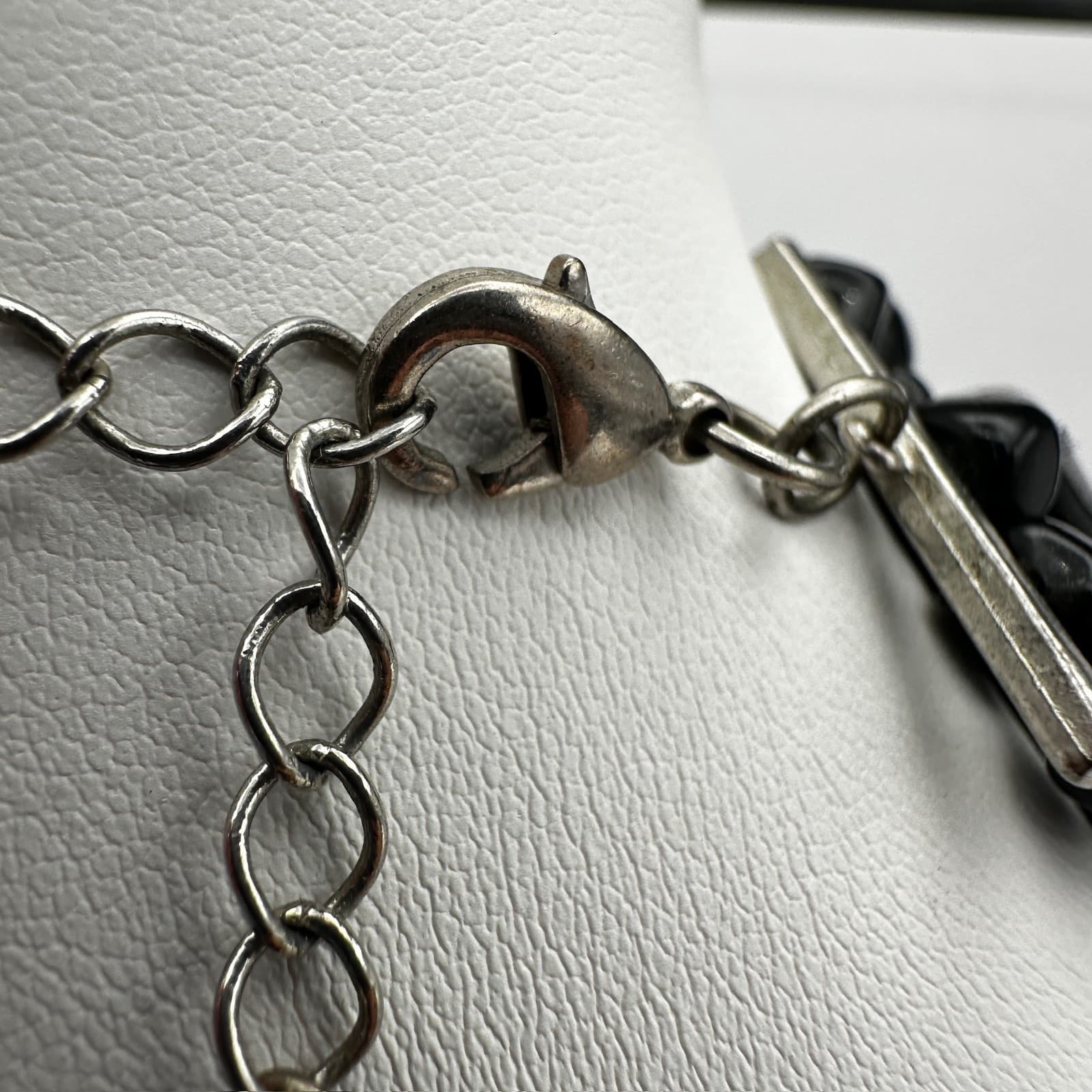 Vintage 80s Black Multi-Strand Necklace Chunky Glossy Bead Women's Jewelry - Thumbnail 10