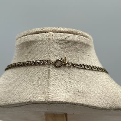 Vintage Gold Tone Metal Curb Chain Necklace Classic Minimalist Layering Unisex - Thumbnail 6