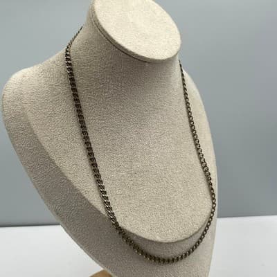 Vintage Gold Tone Metal Curb Chain Necklace Classic Minimalist Layering Unisex - Thumbnail 4