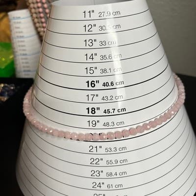 Vintage Pale Pink Faceted Bead Necklace Classic Glass Rose Quartz Style 20" - Thumbnail 6