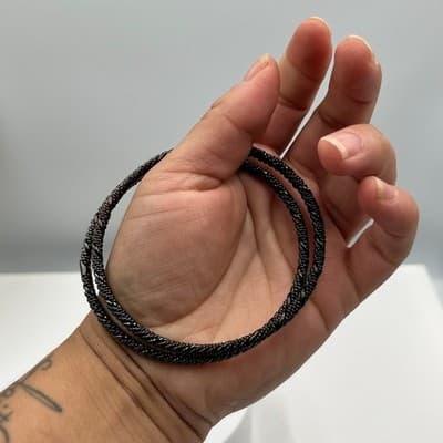 Vintage Lot Of 2 Dark Twisted Rope Bangle Bracelets Set Black Tone Minimalist - Thumbnail 5