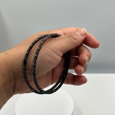Vintage Lot Of 2 Dark Twisted Rope Bangle Bracelets Set Black Tone Minimalist - Thumbnail 6