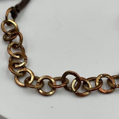 Vintage Gold Tone Chain Link Bracelet Adjustable Cord Casual Fashion Jewelry - Thumbnail 3