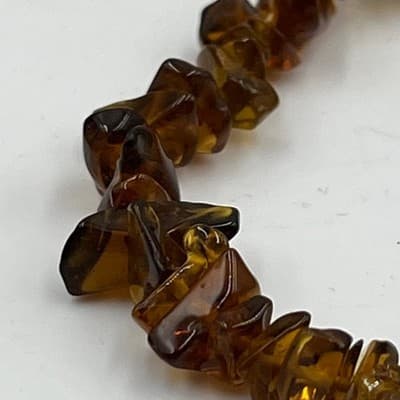 Vintage Brown Tortoiseshell Style Chip Bead Stretch Bracelet Acrylic Glass Look - Thumbnail 3