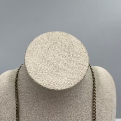 Vintage Gold Tone Metal Curb Chain Necklace Classic Minimalist Layering Unisex - Thumbnail 2