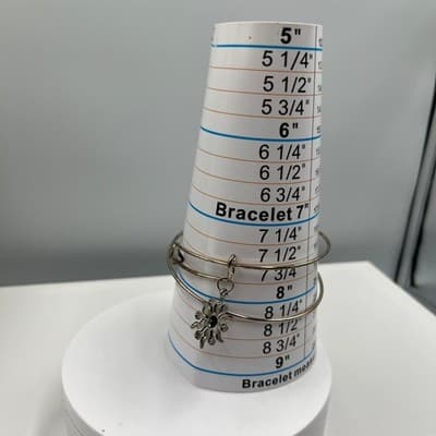 Vintage Bracelet Bangle Set Silver Tone Celestial Sun Charm Rhinestone 2pc - Thumbnail 7