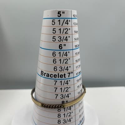 Vintage Gold Tone Cream Enamel Inlay Bangle Bracelet Curb Chain Link Detail - Thumbnail 7