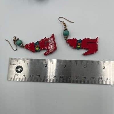 Vintage Southwestern Beaded Necklace & Earrings Set Cactus Dog Motif Colorful - Thumbnail 13