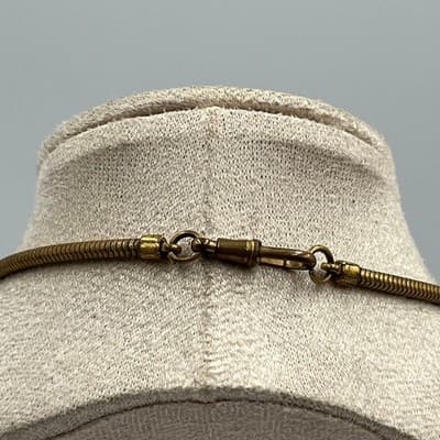 Vintage Gold Tone Snake Chain Necklace Sleek Minimalist Herringbone Style Unisex - Thumbnail 7