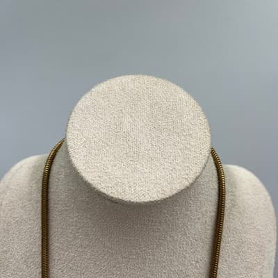 Vintage Gold Tone Snake Chain Necklace Sleek Minimalist Herringbone Style Unisex - Thumbnail 2