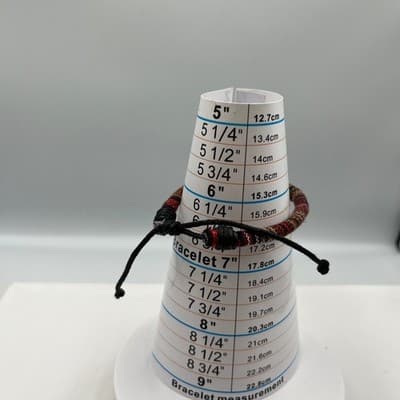 Vintage Boho Woven Fabric Cord Bracelet Red Black Multicolor Textile Rope Bangle - Thumbnail 7