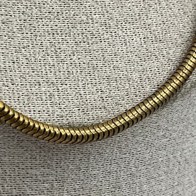 Vintage Gold Tone Snake Chain Necklace Sleek Minimalist Herringbone Style Unisex - Thumbnail 6