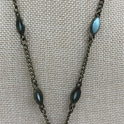 Vintage Faceted Resin Bezel Beads Pendant Necklace Large Ornate Medallion Fringe - Thumbnail 4