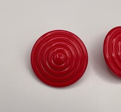 Vintage Red Enamel Swirl Round Clip On Earrings Fashion Jewelry Chunky - Thumbnail 4