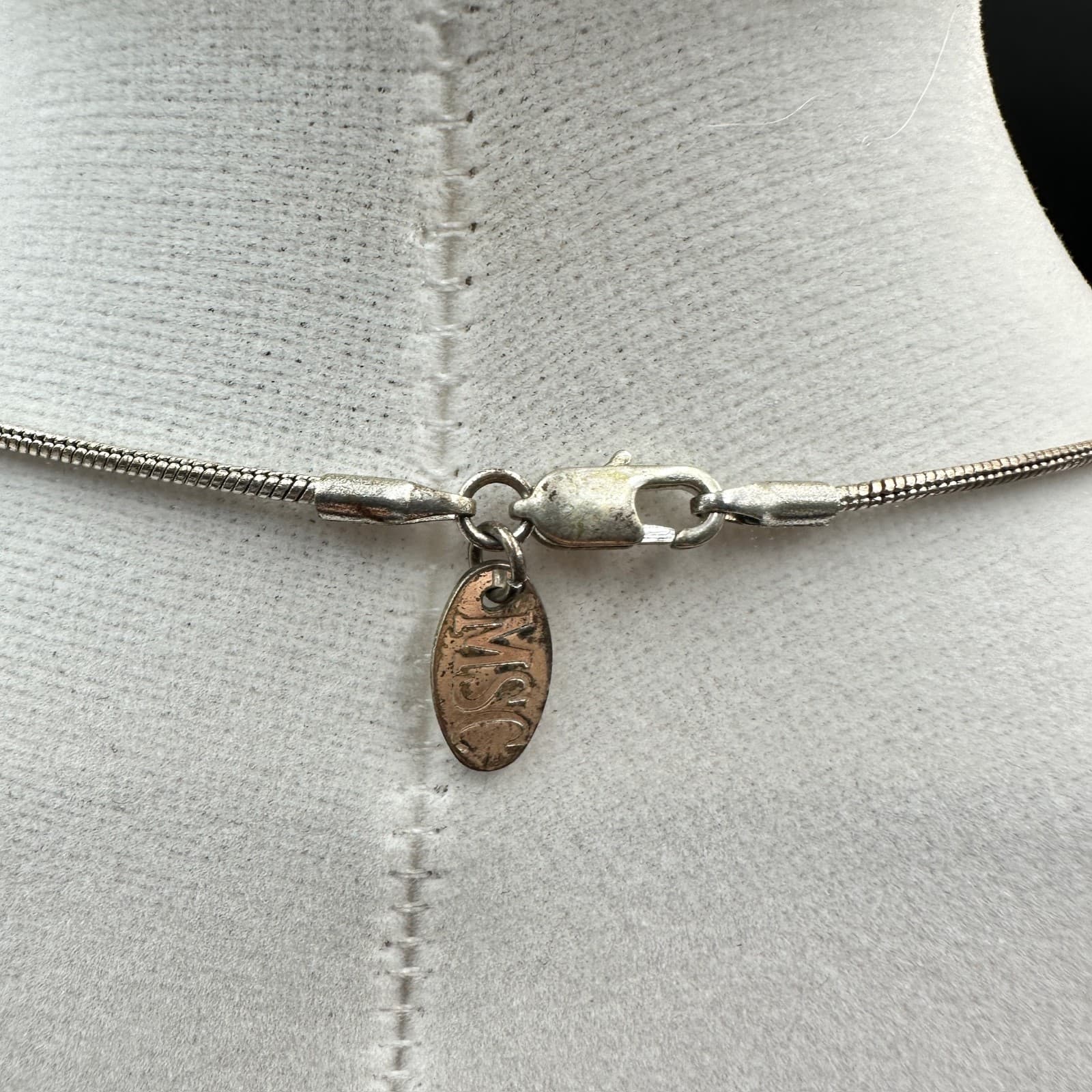 MSC Silver Oval Pendant Necklace Etched Initial “A” Minimal Classic Style - Thumbnail 6