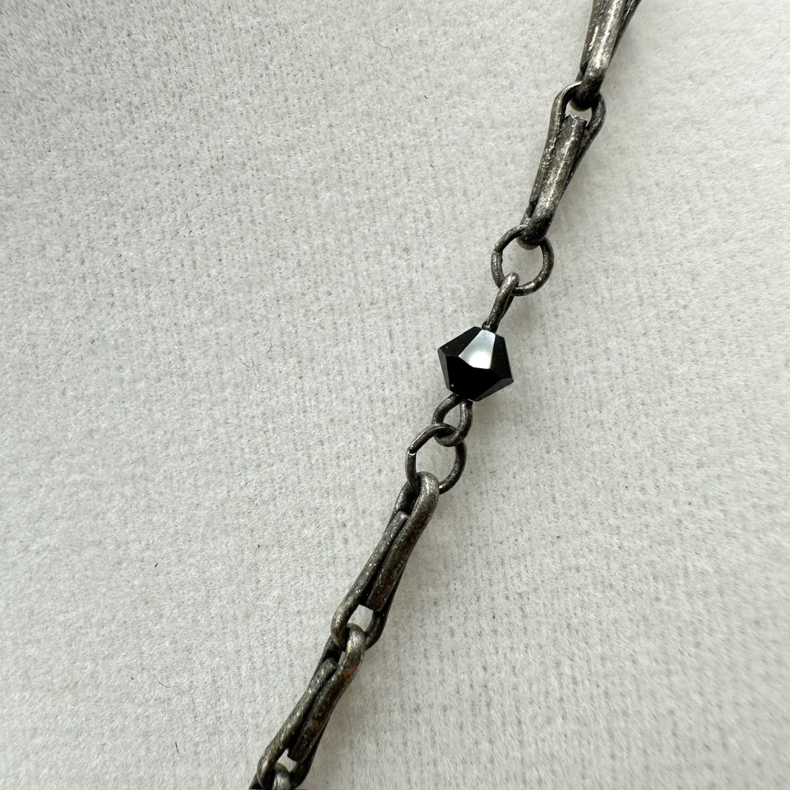 Dainty Silver Chain Necklace w/ Black Bead Drops Australian Crystal Minimalist - Thumbnail 5