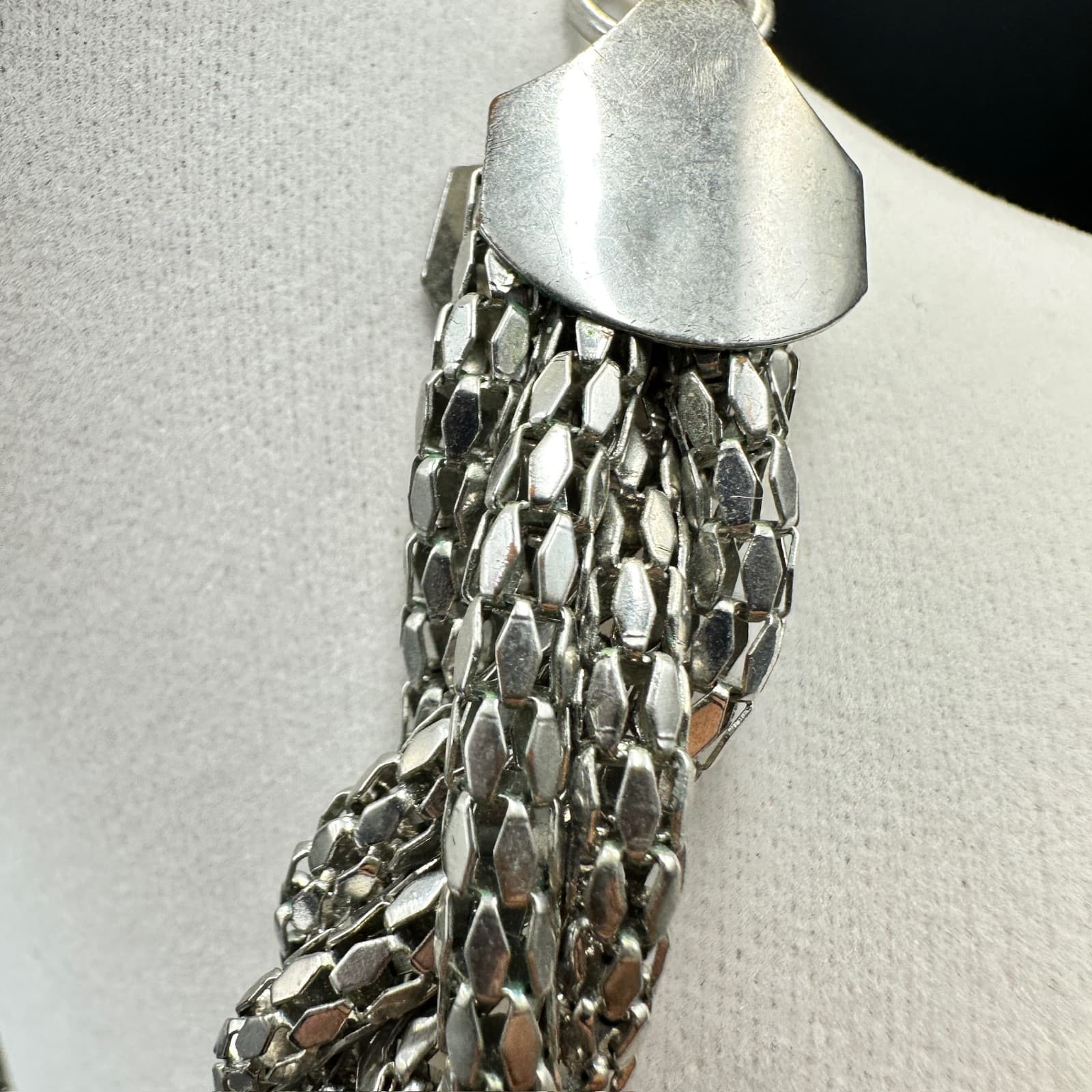 Express Silver Braided Multi-Strand Chain Necklace Chunky Glam Collar 18in - Thumbnail 6