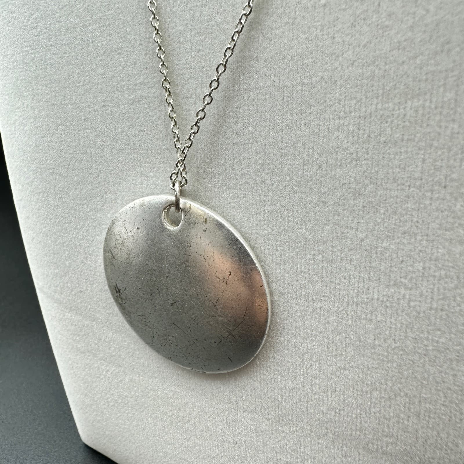 Cookie Lee Silver Disc Pendant Necklace Rhinestone Galaxy Design Minimal Sparkle - Thumbnail 6