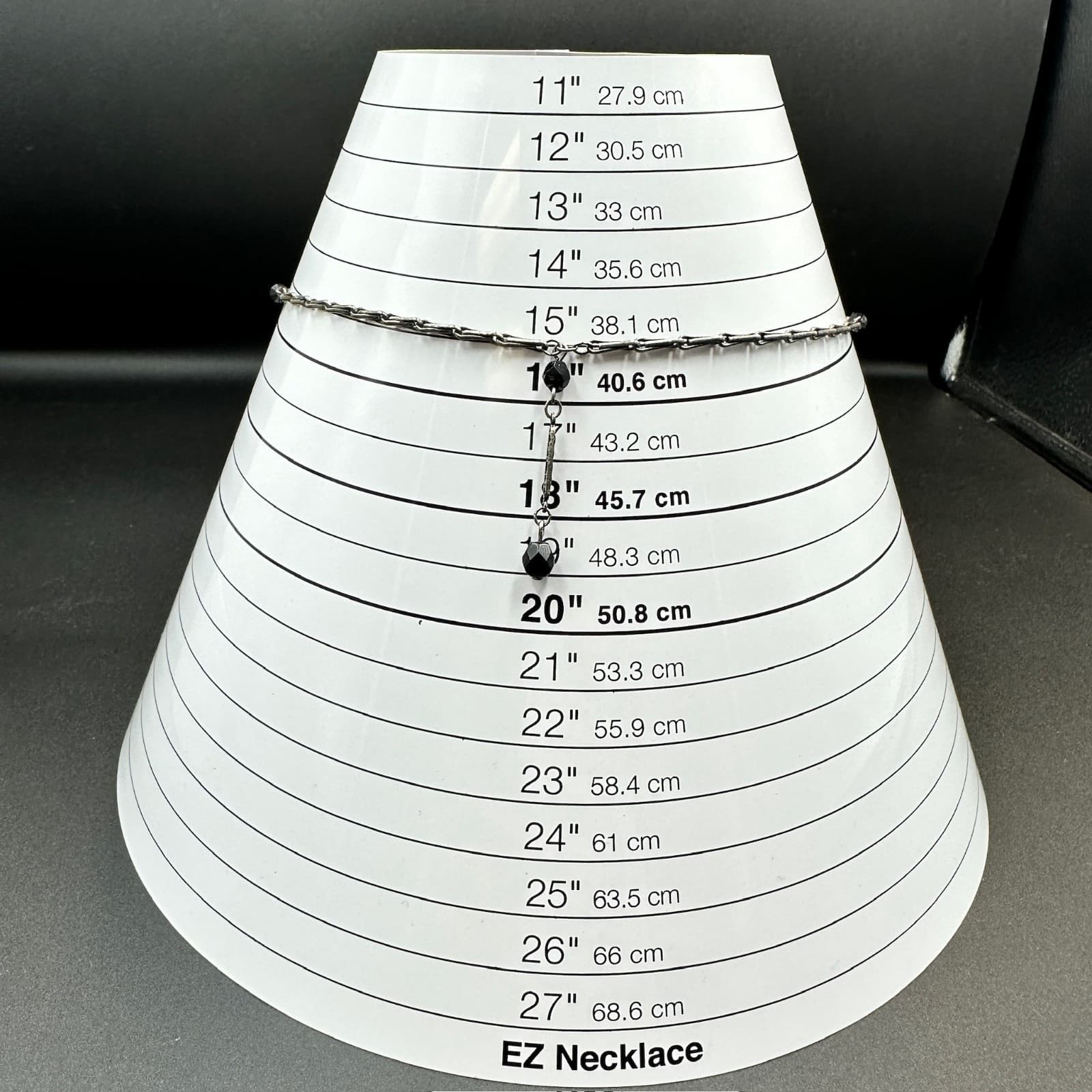 Dainty Silver Chain Necklace w/ Black Bead Drops Australian Crystal Minimalist - Thumbnail 2