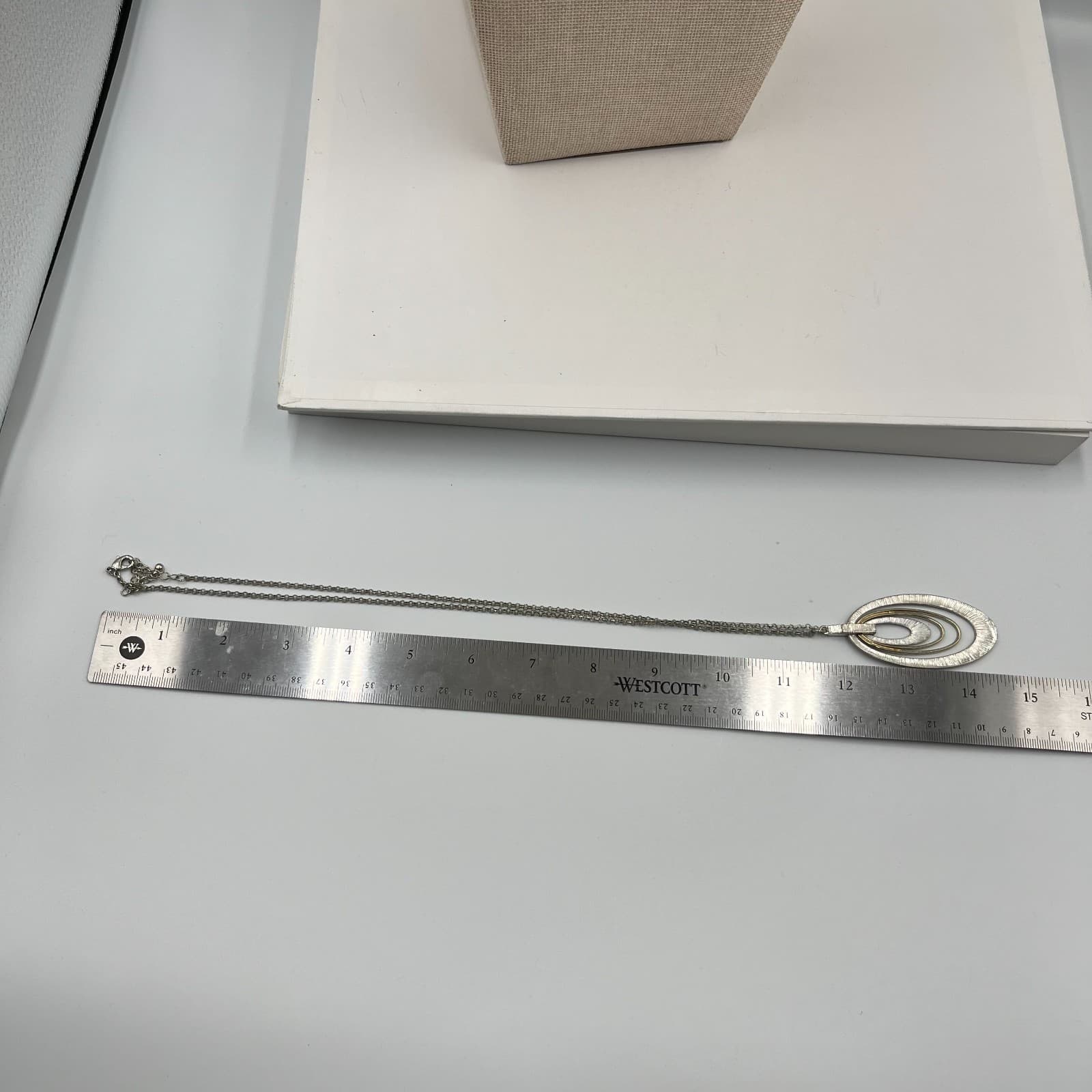 Vintage 90s 80s Silver Tone Filigree Oval Pendant Necklace Ornate Lace Boho 18" - Thumbnail 8