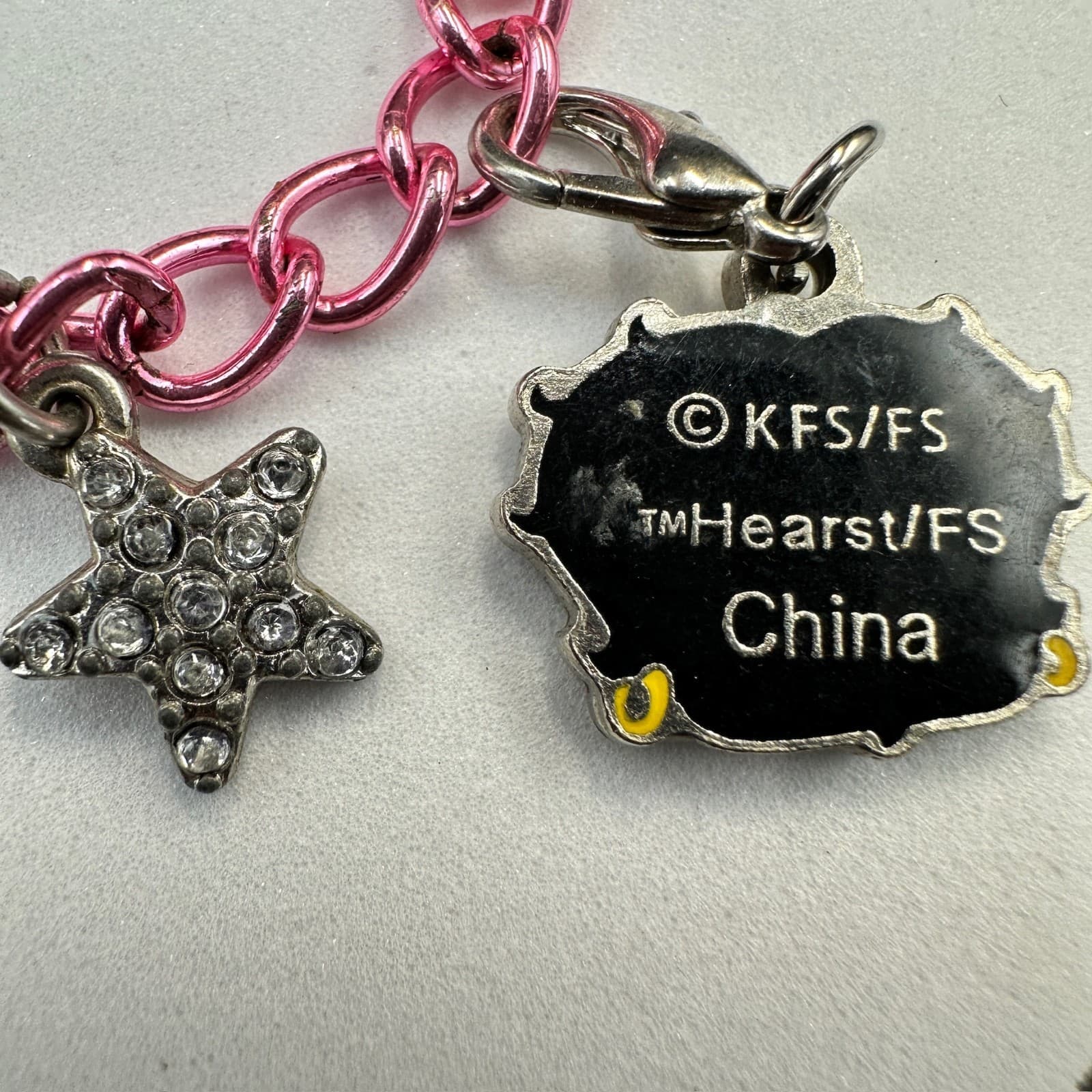 Pink Chain Charm Bracelet w/ SpongeBob & Rhinestone Star – Cute Cartoon Y2K Jewe - Thumbnail 7