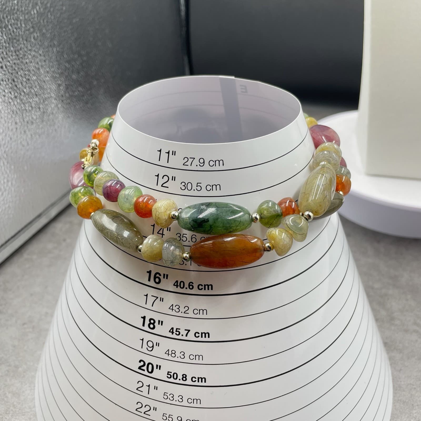 Multicolor Stone Bead Necklace Earthy Boho Gemstone-Style Long Statement - Thumbnail 6